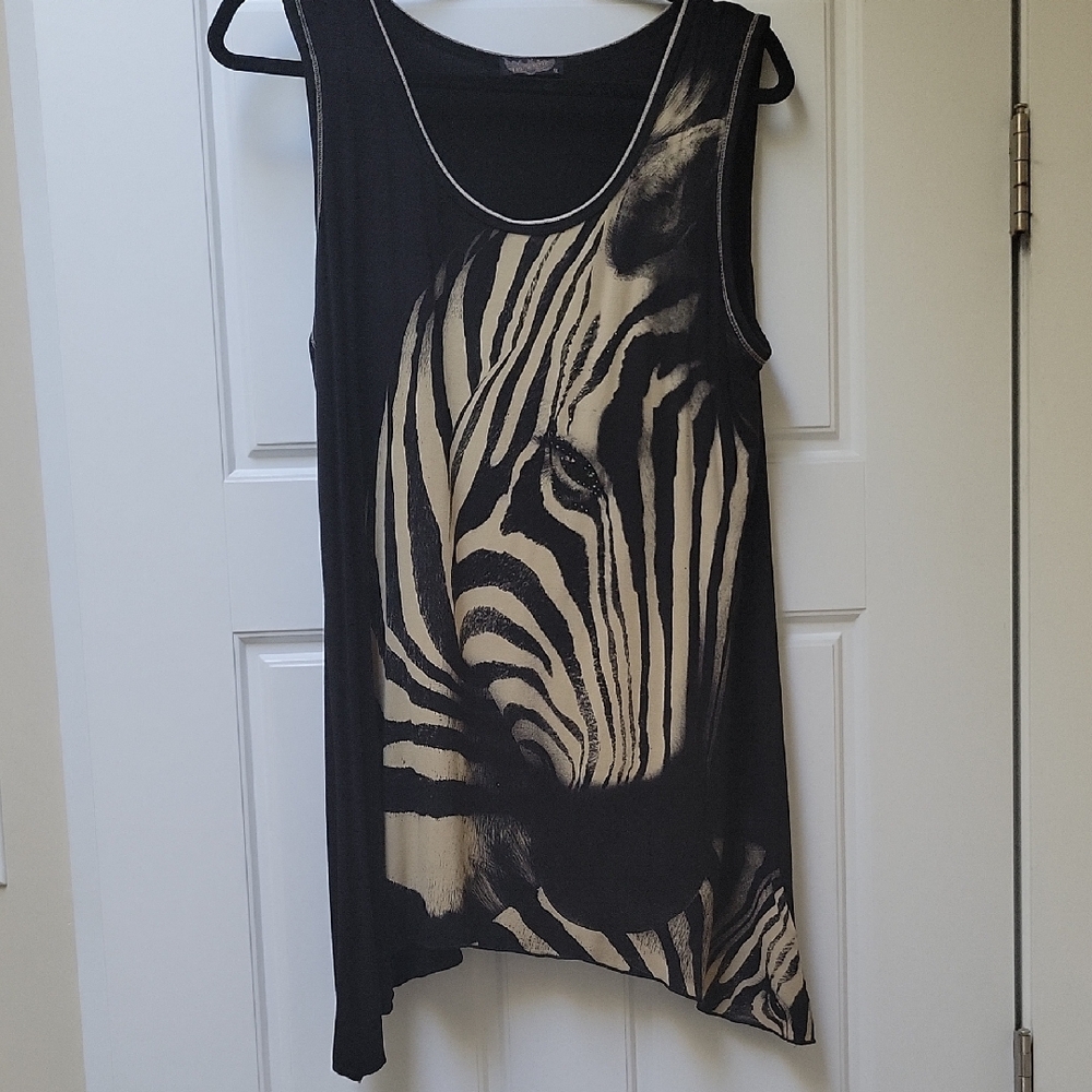 Vanilla Sugar Black and Cream Zebra Print Tank Top